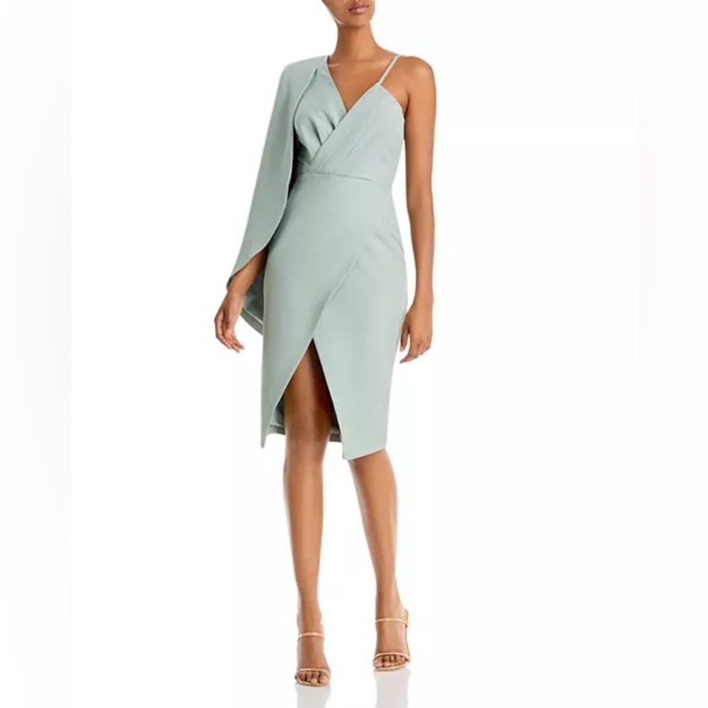 NWT Lavish Alice | Sage Green Pleated Cape‎ Sleeve Midi Dress 4